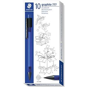 STAEDTLER Staedtler 777 07-3 10 stuks grafiet vulpotloden gevuld met vullingen B, stiftdiameter 0,7 mm, schachtkleur: blauw, in kartonnen etui