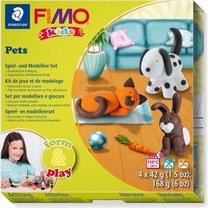 STAEDTLER Fimo Kids Form & Play Pet 7 Delen, klei, meerkleurig, 15,5 x 15,6 x 2,2 cm