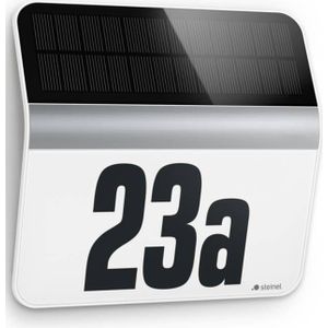 Led Solarleuchte XSolar lh-n silber mit Hausnummer und Dämmerungssensor Hausnummern-Leuchte - Steinel
