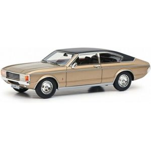 Het 1:43 Diecast model van de Ford Ganada MKI Coupe van 1972 in Beige. De fabrikant van het schaalmodel is Schuco.Dit model is alleen online beschikbaar.