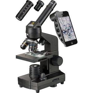 National Geographic 40-1280x Microscoop met licht/doorlichting, smartphonehouder en uitgebreide accessoires voor toegang tot de microscopie, zwart