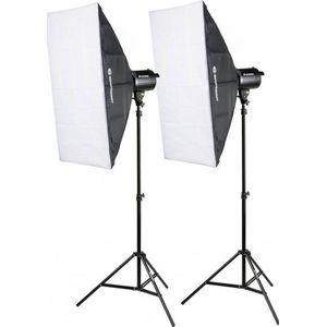 Bresser Studio Flits set - BRM-300AM - 2 x Studioflitser, Statief, Softbox en Lamp 300W