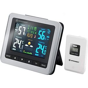 Bresser 7007510 Draadloos weerstation met buitensensor, MeteoTemp WTMmitbinnen- en buitenthermometer, hygrometer, luchtdruk, maanfasen en weersvoorspelling, grijs