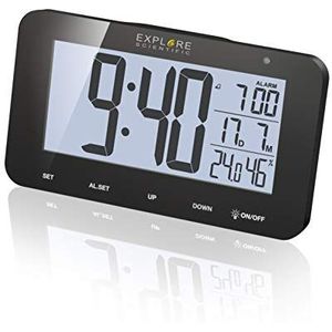 EXPLORE SCIENTIFIC Draadloos tafelhorloge met display RDC1004 Alarm & Snooze zwart