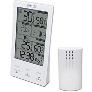 Explore Scientific WSH4009, weerstation met touch-display, zwart/wit, weersvoorspelling, dual alarm, maanfasen, wit