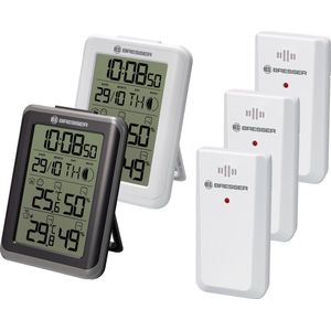 Bresser ClimaTemp IO 7000013 Weerstation thermometer hygrometer set van 2 in wit en zwart met 3 buitensensoren