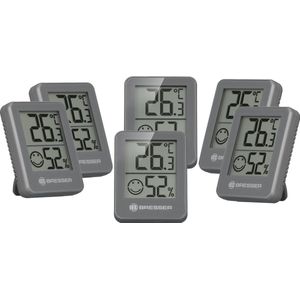 Bresser Temeo Hygrometer Hygrometer Indicator Set van 6 voor neerzetten of voor wandmontage met binnenklimaatindicator, grijs