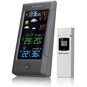 Bresser ClimateTemp NBF Weerstation met buitensensor, DCF-radioklok, binnen en buiten, thermometer, hygrometer, weersvoorspelling en kleurendisplay, digitaal