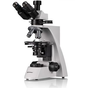 Bresser Professionele microscoop Trinocular Science MPO-401 40-voudige 1000-voudige vergroting, draaibare lens, volledig gepolariseerde verlichting, camerabehuizing