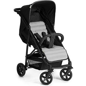 Hauck 148372 Rapid 4 Kinderwagen tot 25 kg met ligstand vanaf de geboorte, klein, met één hand opvouwbaar, in hoogte verstelbare duwstang, grote mand, kaviaargrijs/zilver