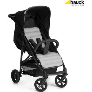 Hauck 148372 Rapid 4 Kinderwagen tot 25 kg met ligstand vanaf de geboorte, klein, met één hand opvouwbaar, in hoogte verstelbare duwstang, grote mand, kaviaargrijs/zilver