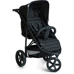 Hauck Rapid 3, kinderwagen met 3 wielen, voor kinderen tot 25 kg, compact opvouwbaar, in hoogte verstelbaar, ligpositie vanaf de geboorte, grote wielen, boodschappenmand, zwart