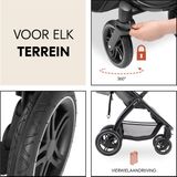Hauck Uptown Buggy Geschikt voor stad en bos Voor korte en lange benen Black Melange Grey
