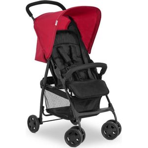 Hauck Buggy Sport Ultralicht, slechts 5,9 kg, kleine opvouwbare reisbuggy met ligfunctie, zonneklep, grote boodschappenmand, zwart en rood, 1 stuk (1 stuk)