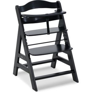 Hauck Kinderstoel Alpha Plus van FSC®-gecertificeerd beukenhout, schaalbaar vanaf 6 maanden, verstelbaar, 5-punts riem, veiligheidsstang, belastbaar tot 90 kg, zwart