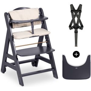 Hauck Beta+ kinderstoelset - FSC®-gecertificeerd – Hout - inclusief wielen en houten tafel - Dark Grey