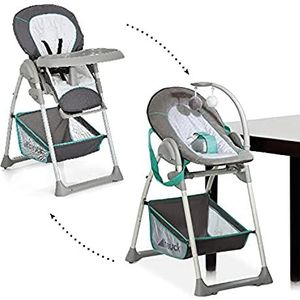 Hauck Kinderstoel Sit N Relax / pasgeborenenenelement tot 9 kg, zitvlak voor kinderen tot 15 kg, in hoogte verstelbaar, opvouwbaar, met wielen, speelboog, dienblad, mand, grijs