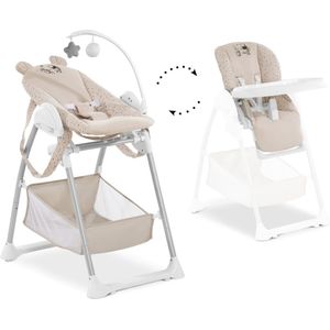 Hauck Disney Baby & Kinderstoel Sit N Relax, set incl. in hoogte verstelbaar frame met wielen en mand, babyligstoel met speelboog en kinderzitje met dienblad, inklapbaar, Winnie the Poeh beige