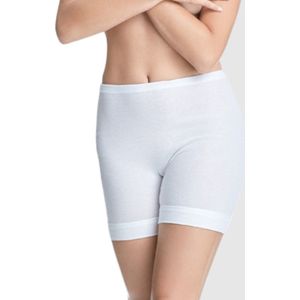 Directoir met pijpje 128 - Dames boxershort lange pijpjes - Klassiek oma ondergoed - Ouderwets - 100% katoen  - Wit