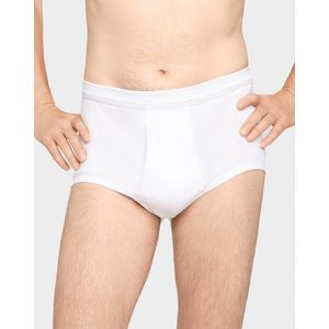 Heren tailleslip met gulp - Rib - Met sluiting - Heren onderbroek - 100% katoen wit mannen ondergoed