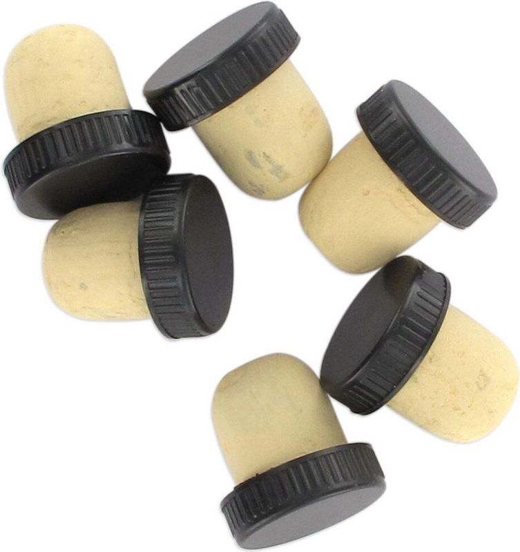 Flesstopper Kurk - Wijn - Champagne - Likeur -Fackelmann Bar Concept Cork Stoppers - Diverse Kleuren - Set 6 Stuks