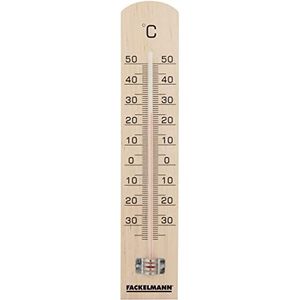 Fackelmann Thermometer TECNO, thermometer voor binnen en buiten, analoge temperatuurweergave (kleur: bruin/zwart), hoeveelheid: 1 stuk, ca. 25 x 1,5 x 5 cm
