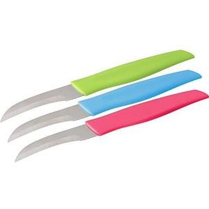 Nirosta 43206 Fackelmann aardappelmes roestvrij staal 17 cm met roestvrijstalen lemmet en turquoise of fuchsia handvat