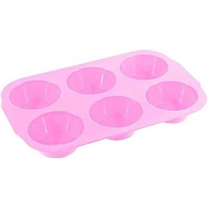 Zenker Candy Muffinvorm van 6 stuks, siliconen vorm voor het bakken van taartjes, bakvorm voor cupcakes (gesorteerde kleuren: roze of crème), aantal: 1 stuk