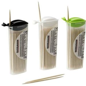 FACKELMANN 55 tandenstokers to go, houten tandenstokers, 68 mm, met doos