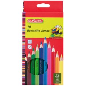 6 x Herlitz Buntstifte Jumbo sechseckig Lindholz farbig lackiert VE= 1