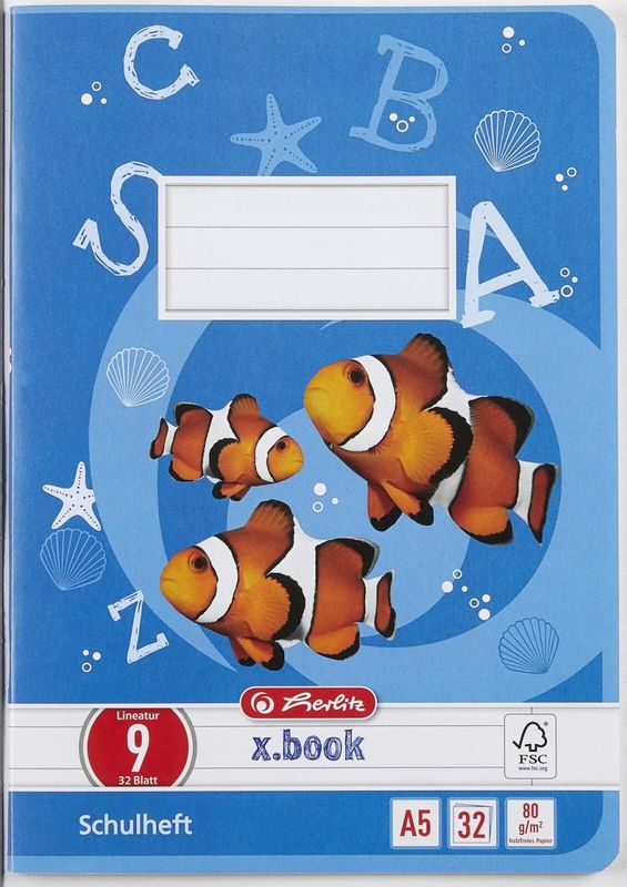 Schulheft A5 32 Blatt Lineatur 9 FSC Mix