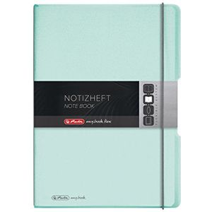 Herlitz 11408655 notitieboek (A4, PP-omslag met rubberen sluiting, 80 g/m²), 80 vellen, munttransparant