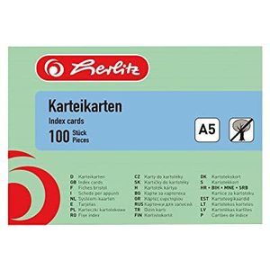 4 x Herlitz Karteikarten A5 liniert VE=100 Stück grün