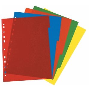 herlitz Ringbuchregister, DIN A4, blanko, Eurolochung, Polypropylen-Folie, farbsortiert, 5-teilig