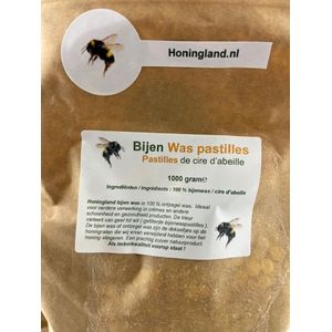 Honingland : 100 % zuivere Bijenwas in Pastilles, Cire d'abeille, Beeswax voor cosmetica, crème, zalven, lippenbalsem, zepen, bijenwasdoeken, kaarsen maken, geurblokjes, leer- en houtverzorging. 1000 gram
