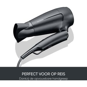 Severin HT 0159 Reis-föhn - opvouwbaar - 1.600 watt DC-motor - 120V /220V-240V schakelbaar - 2 warme temperatuur aanpassingen + coolshot incl. concentrator