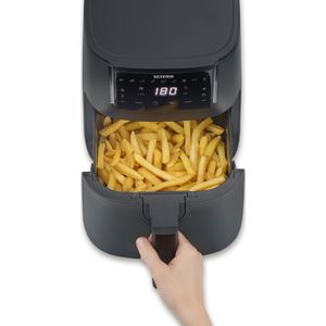 Severin FR 2461 Heteluchtfriteuse, ca. 1300W ,4L, hetelucht technologie voor gezondheidsbewust koken, touchscreen, 8 automatische programma's, Shake Functie, PTFE vrij