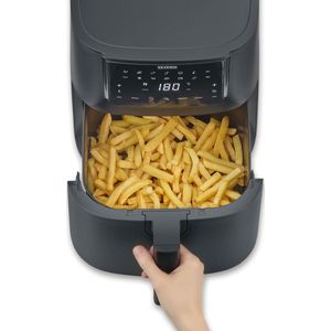 Severin FR 2462 Heteluchtfriteuse, ca. 1700W, 7L, hetelucht technologie voor gezondheidsbewust koken, touchscreen 11 automatische programma's, Shake Functie, PTFE vrij