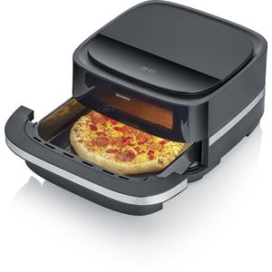 Severin FR 2464 FryLight “Pizza & More” Heteluchtfriteuse met pizzafunctie, ca. 2100W, ca. 4L, pizzapan met een diameter van 25,4 cm