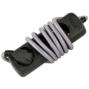 UNITEC TSD 3-voudig 1,4 m textielkabel grijs/zwart