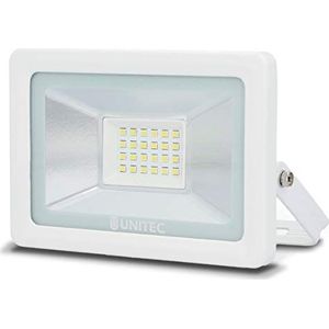 UNITEC 20 W LED-spot, buitenspot, 1600 lm, 6500 K, wit, IP65 gegoten aluminium en veiligheidsglas, met stekkeraansluiting en snelmontagebeugel