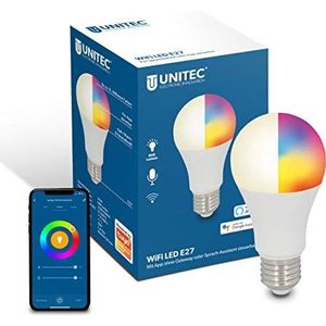 UNITEC WIFI LED gloeilamp E27 CCT RGB, dimbare WLAN-lamp, kleurverandering, koud/warm/neutraal wit, met timer en timer