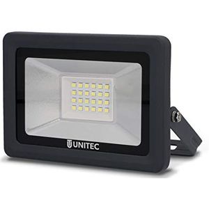 UNITEC LED-spot voor buiten, 20 watt, 1600 lumen, 6500 Kelvin, antraciet, IP65, gegoten aluminium, veiligheidsglas, incl. kabelaansluiting met stekker en snelmontagebeugel