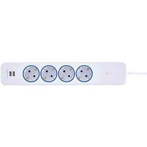 Blaupunkt Stekkerdoos, meervoudig stopcontact, 4-voudige geaarde stopcontact, 2-voudige USB-A, met schakelaar, met overbelastingsbeveiliging, wit, 2 meter