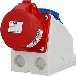 PCE 40582L Combi wandcontactdoos, polyamide, CEE (400V/16A) en Schuko (250V/16A), opbouwmontage, IP 44