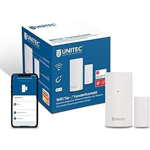 Unitec Magnetische wifi-sensor voor deur/raam, melding op smartphone, wifi-waarschuwingsmelder, geen gateway nodig, werkt op batterijen
