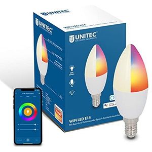 UNITEC Wifi-ledgloeilamp E14 CCT RGB, dimbare wifi-lamp, kleurverandering, koud/warm/neutraal wit, met timer en timer