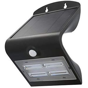 UNITEC LED zonne-wandlamp met 120° bewegingsmelder | 3,2 Watt | 400 lumen | 4000 K | zonnelamp outdoor | spatwaterdicht IP65 | zwart | energieklasse A++