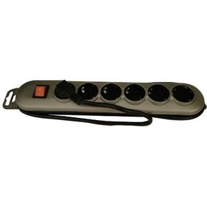 Unitec 44145 Silver-Line stekkerdoos met 6 stopcontacten, schakelaar en snoer H05VV-F 3G1,5 mm², 2 m