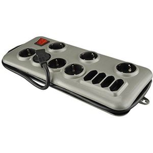 Unitec 44147 Silver-Line tafelstopcontact, 7 en 4 vakken, 2 m, 1,5 mm2 met stekkerschakelaar